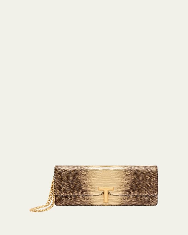 Wallis Clutch Bag in Snakeskin-Print Leather